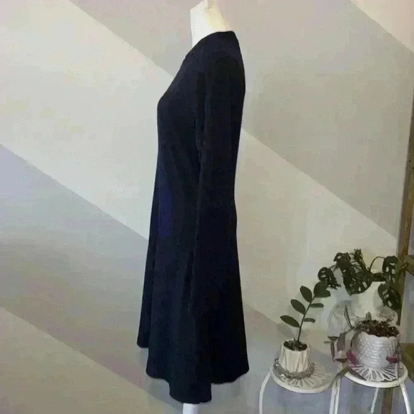 Lacoste Fit and Flare Long Sleeve Navy Blue Dress - Picture 9 of 16